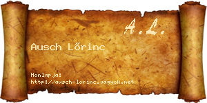 Ausch Lőrinc névjegykártya